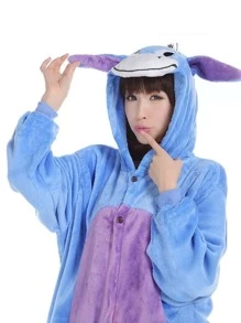 Adult Stitch Cosplay Costume Romper Pajamas - Blue - View 4