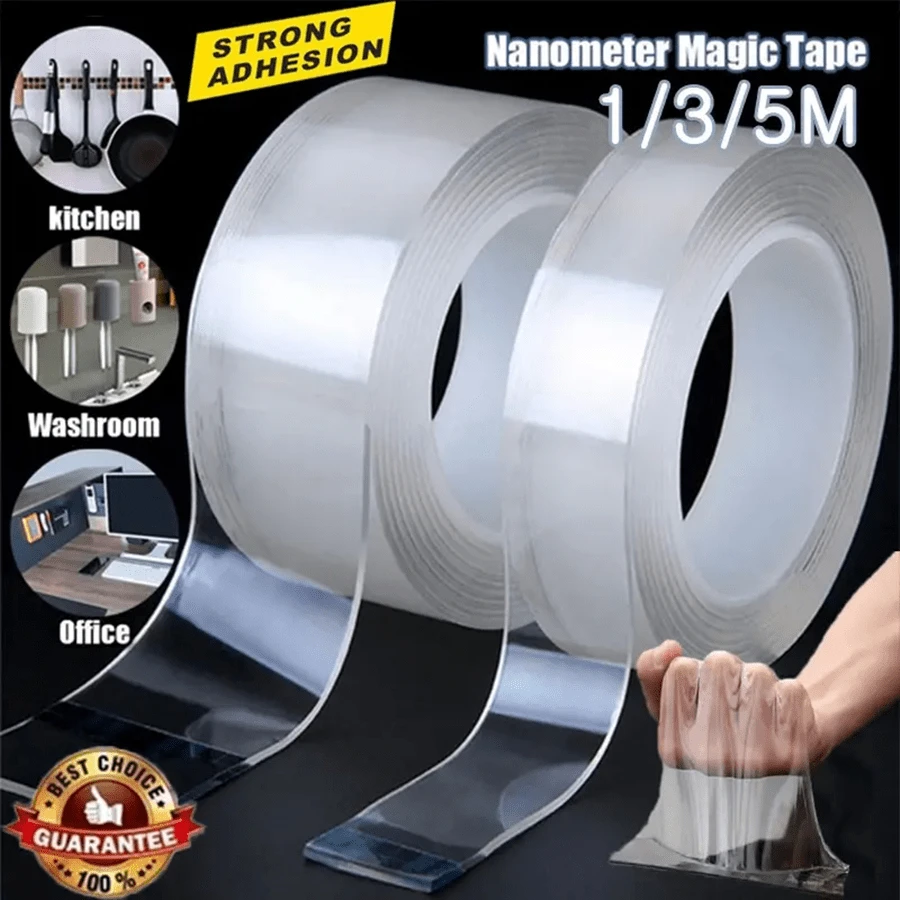 Nanoテープ 透明 両面テープ 2cm幅 1/3/5m 防水 可再利用 キッチン 風船 パーティー ホーム装飾 接着剤 SHEIN JAPAN