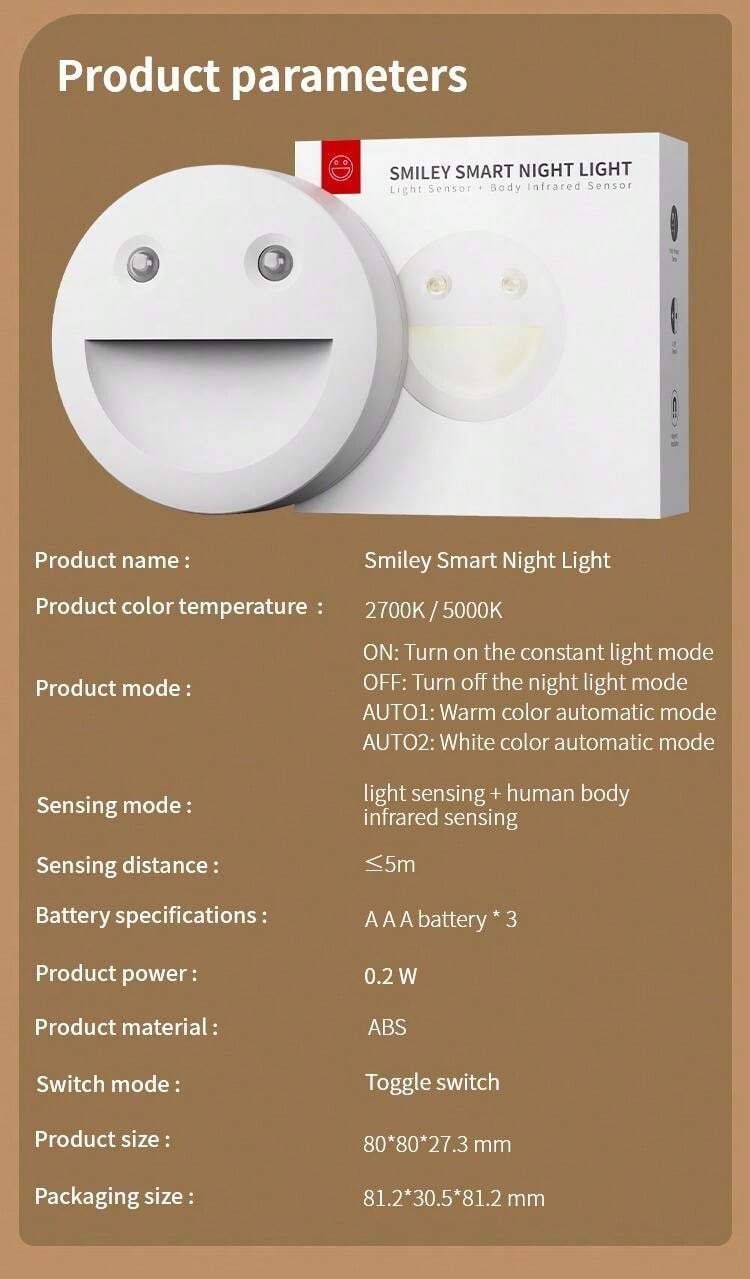 2024 New Design UltraThin Smile LEDs PIR Motion Sensor Under 3