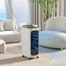 HOMCOM 26" Portable Air Cooler, 3-In-1 Mobile Cooling Fan Humidifier Air Conditioner Unit With 5L Water Tank, Oscillation, 3 Speeds, 3 Modes, Remote Control, 7H Timer, For Home Office