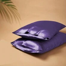 Bộ 2 vỏ gối satin cho tóc và da, Bộ 2 vỏ gối, Vỏ gối mềm mại và thoải mái có khóa kéo - Màu tím - Xem 6