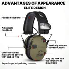 Tactical Electronic Shooting Ear Muff, Noise Reduction Headset, Sound Amplification Hearing Protector, Foldable, For Shooting, Music Listening, Noise Reduction - Army Green - View 3
