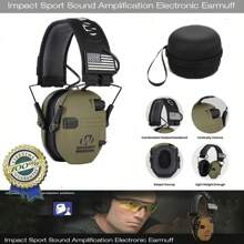 Tactical Electronic Shooting Ear Muff, Noise Reduction Headset, Sound Amplification Hearing Protector, Foldable, For Shooting, Music Listening, Noise Reduction - Army Green - View 8