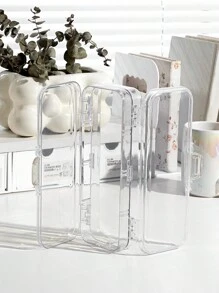 1pc Acrylic Transparent Double Layered Exam Dedicated Pencil Box For Boys And Girls, Of Primary School And Middle School, Plastic Pencil Case For Stationery Storage,Pencil Pouch,School Bag