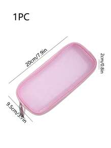 1pc Mesh Cosmetic Bag Wash Bag, Mesh Cosmetic Brush Bag Travel Wash Toothbrush Storage Bag Multifunctional Multi-Purpose Cosmetic Bag Large Capacity Portable Large Cosmetic Travel Bag, Cosmetic Brush Bag Storage Bag Foldable Cosmetic Bag For Storing Brushes, Shavers And Unisex Storage Boxes Makeup Bag School Supplies Travel Essentials Make Up Bag Holiday Essentials Makeup Bags Makeup Pouch Makeup Organizer Holiday Winter 2024 Make Up Organizer Makeup Storage - Pink - View 5