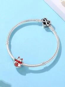 Silver-Plated And Zirconia-Crusted Chinese & Japanese Style Lucky Cat, Lion Dance & Daruma Beaded Pendant Suitable For DIY Bracelet, Necklace And Gifts For Festivals And Birthday - Beads - View 11