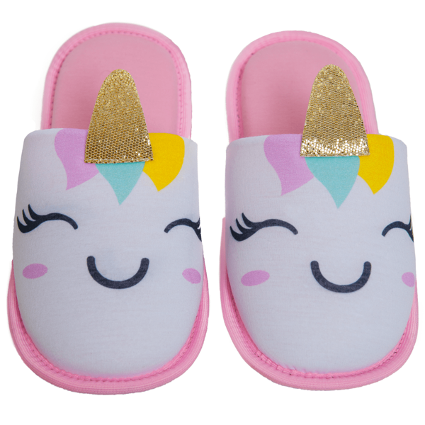 Cotton Day Pantufa Unicórnio Infantil-Pantufa Infantil Meninas Leve e Confortável - Chinelo Confort Unicórnio em Malha Algodão e Poliéster