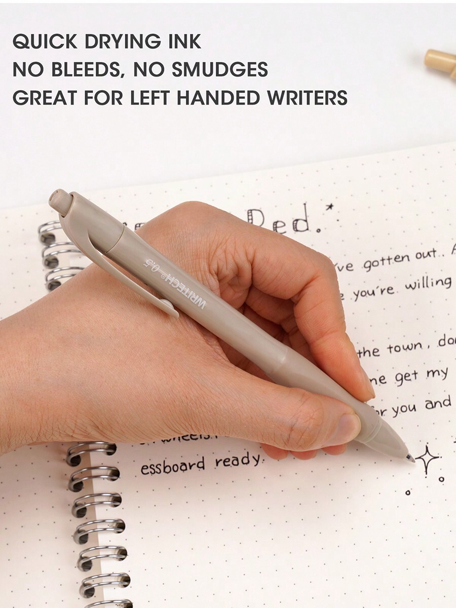 WRITECH 0.5mm Gel Pens With Soft Grip 8ct Retractable Black Ink Pens