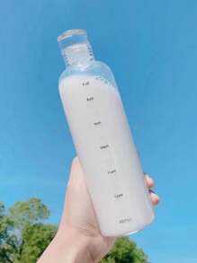 Botella de agua de plástico de 500ml/750ml con marcas de tiempo para niñas, botella de agua linda para ir al gimnasio y la escuela, 1 pieza, para exteriores, campamento