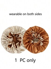 2pcs Elegant Breathable Satin Sleeping Cap - Elastic Sleep Shower Cap, Double Ruffle Trim, Women Silk Satin Sleeping Cap Sleep Bonnet - Black - View 4