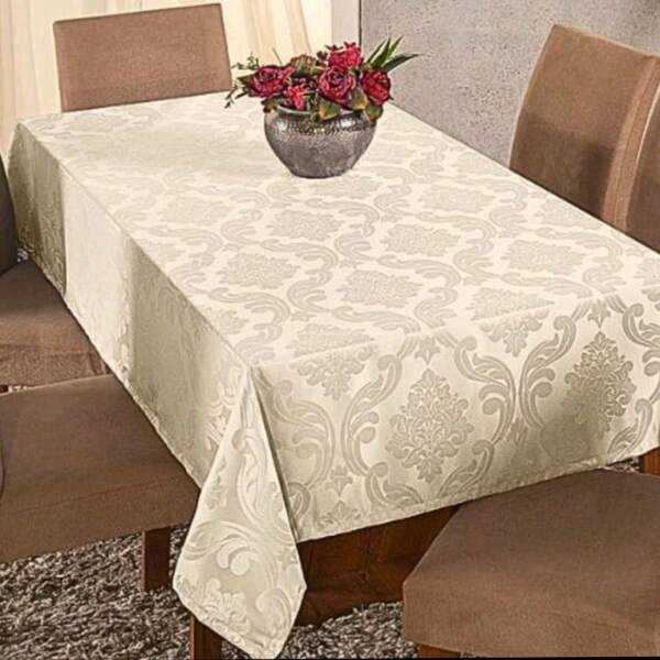 Toalha de Mesa Jacquard Luxo 6 Lugares 2,00 x 1,40 para Cozinha - Tecido Grosso