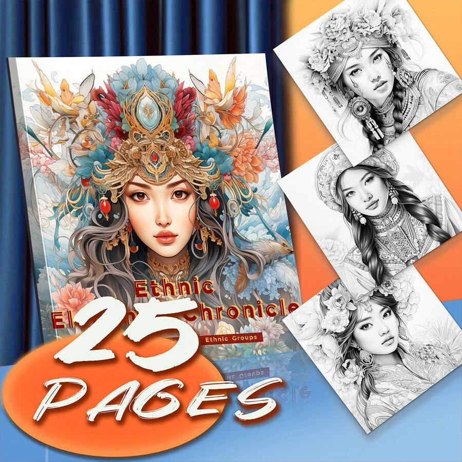 1本成人學生著色冊《優雅編年史》,消除焦慮,聖誕萬聖節假日派對生日禮物（7.87x7.87英寸-25頁） - 紅白色 - 查看 1