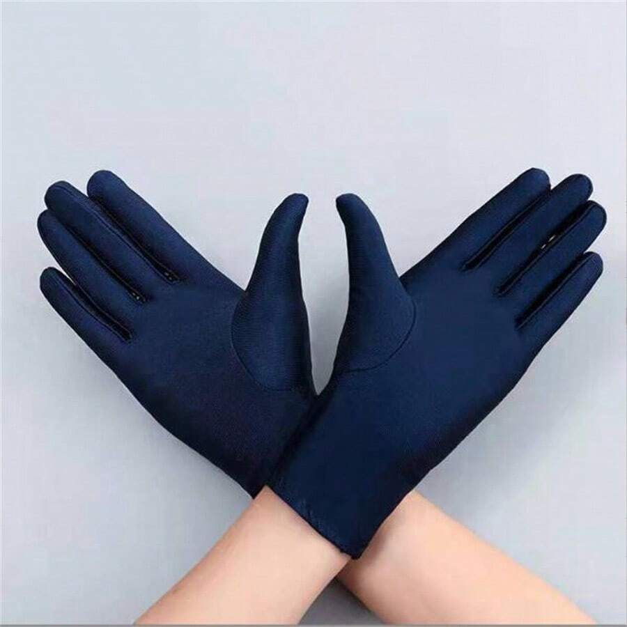 1 Pair Women's Thin Short Elastic Tight-Fitting White Jewelry Gloves, Women's Spandex High Stretch Sunscreen Dance Performance Gloves - A - View 1