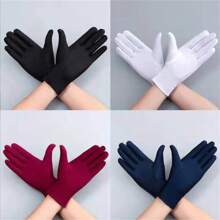 1 Pair Women's Thin Short Elastic Tight-Fitting White Jewelry Gloves, Women's Spandex High Stretch Sunscreen Dance Performance Gloves - A - View 7