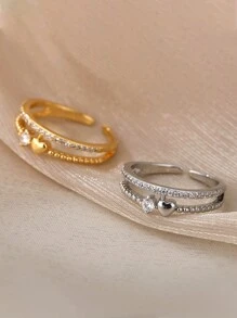 1 Stück Edelstahl Herzringe für Frauen Charm 18K vergoldet Zirkonia Ring Braut Hochzeit Schmuck Geschenk Valentinstag,Mutter,Muttertag,Geschenk