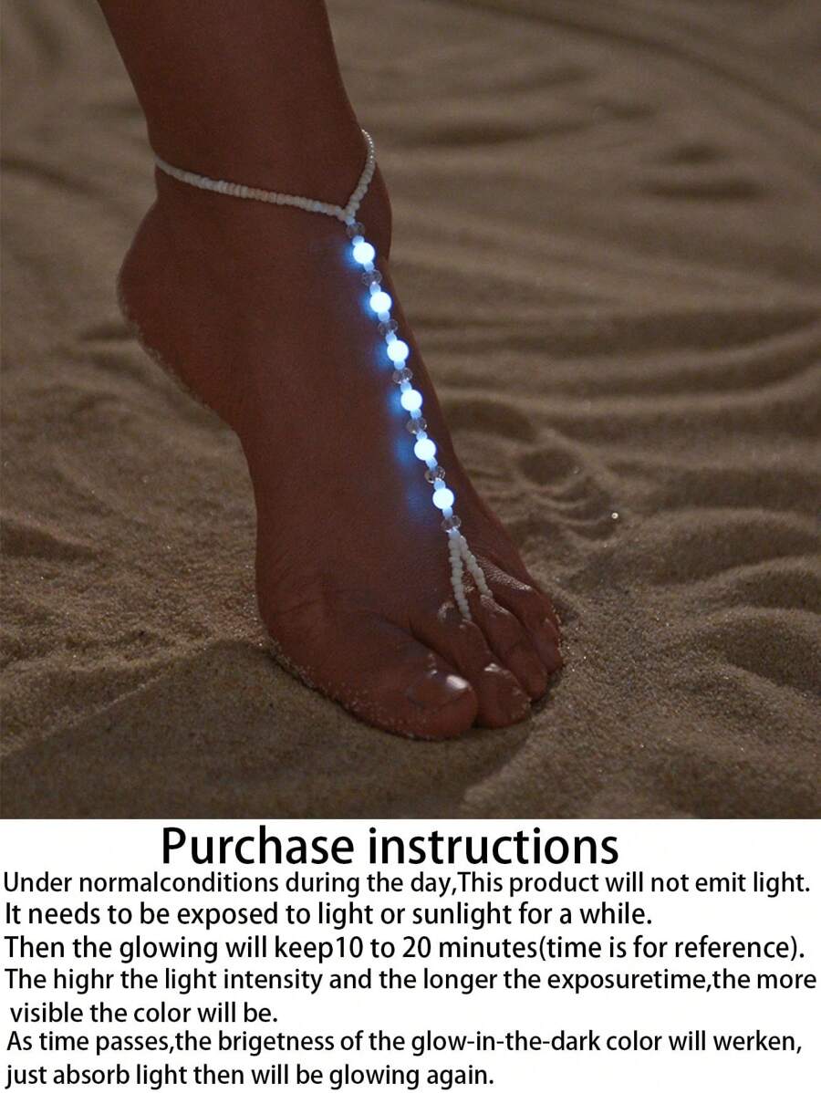 Phát Sáng Trong Vòng Chân Găng Tay Đính Cườm Màu Tối - Nhiều màu - Xem 1