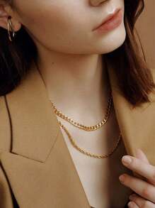 1 件真 925 纯银绳链项链女士男士颈饰，18K 金和 14K 镀金项链链，适用于吊坠，链厚 1.2/1.5/1.7 毫米