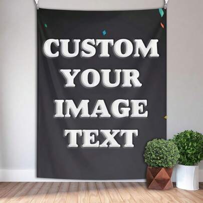 1pc Custom Personalized Tapestry With Photo And Text, For Birthday, Wedding, Halloween, Christmas, Party, Father's Day, Mother's Day Home Decoration And Bedroom Aesthetics, Flag For Room For Anniversaries, For Valentine's Day, For Birthdays, For Youth's Day, For Weddings, For Christmas, For Housewarming Sofa, Bed, Car, Tea Room, Bedroom,Xmas Decoration, Autumn Home Refresh, Scandinavian Cozy Home, Winter Grace