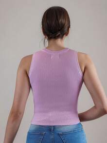 Crop top crystal premium super stretch tejido canalé musculosa - Lila Púrpura - Ver 2