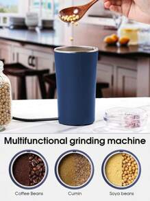 Coffee Grinder Electric, Spice Grinder, Coffee Bean Herb Grinder , One-Touch Push-Button Stainless Steel Grinding For Herb Peanut Grains Beans(Blue) - Navy Blue - View 6