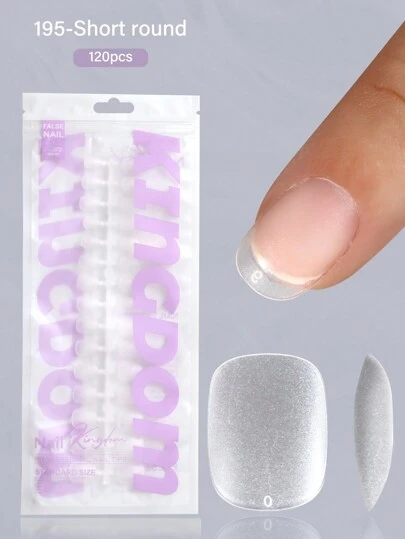 120Pcs/Box Soft Gel Full Cover Fake Nails Tip Extension Short Round Acrylic No-Show Frosted Press On Nails Nail Supplies Nails