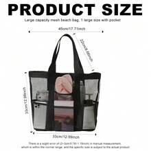 1 szt. Siatkowa torba plażowa Torby plażowe o dużej pojemności dla kobiet mężczyzn Duża torba plażowa na letnie wakacje Zakupy Basen Niezbędne na plaży - Czarne - Zobacz 2