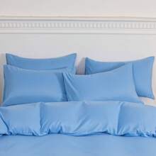 2 Màu thuần Vỏ gối Đơn giản Vỏ gối Máy giặt được Vỏ gối - Màu xanh nhạt - Xem 3