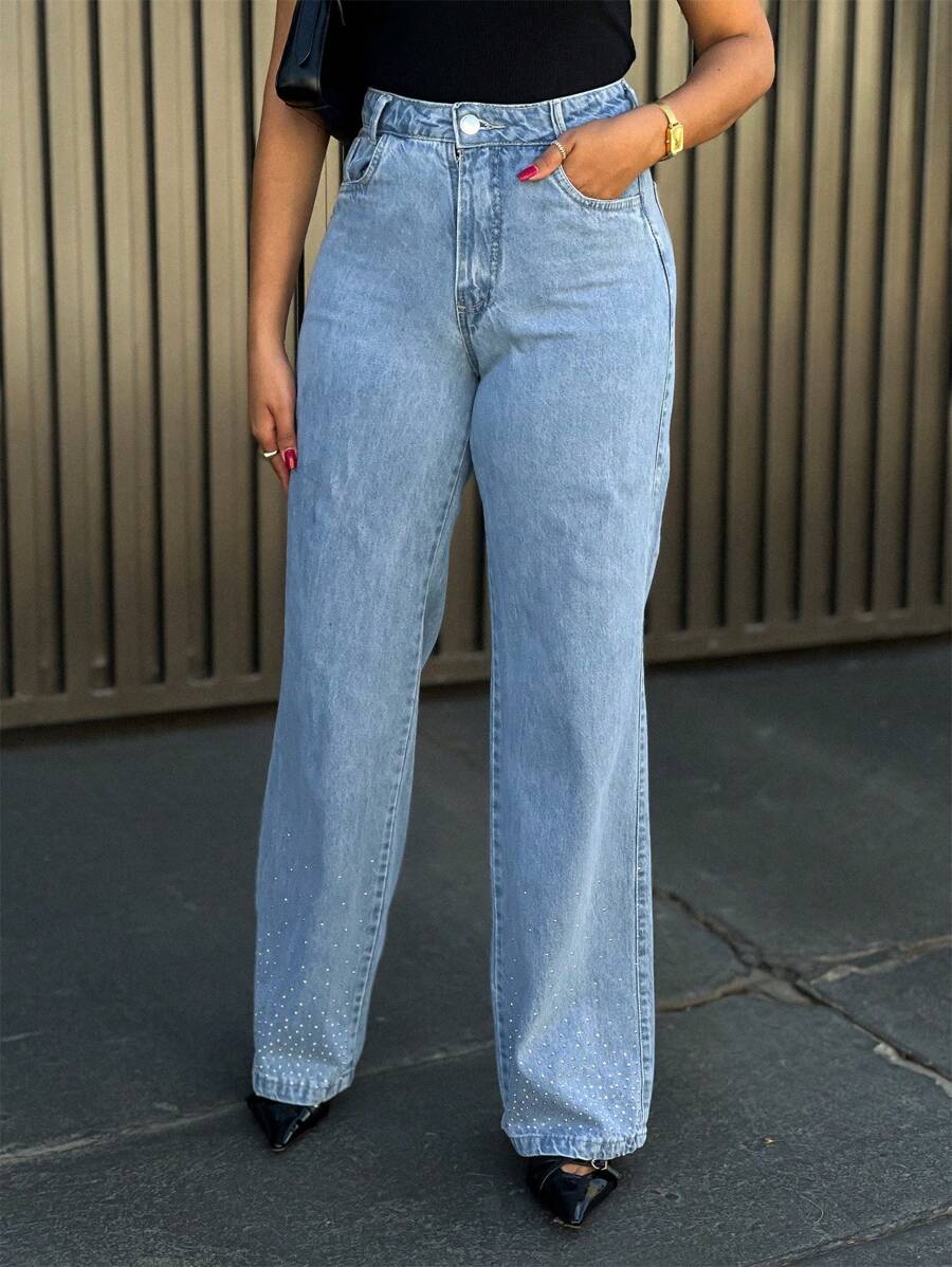 Women Jeans - 中等水洗藍 - 查看 1