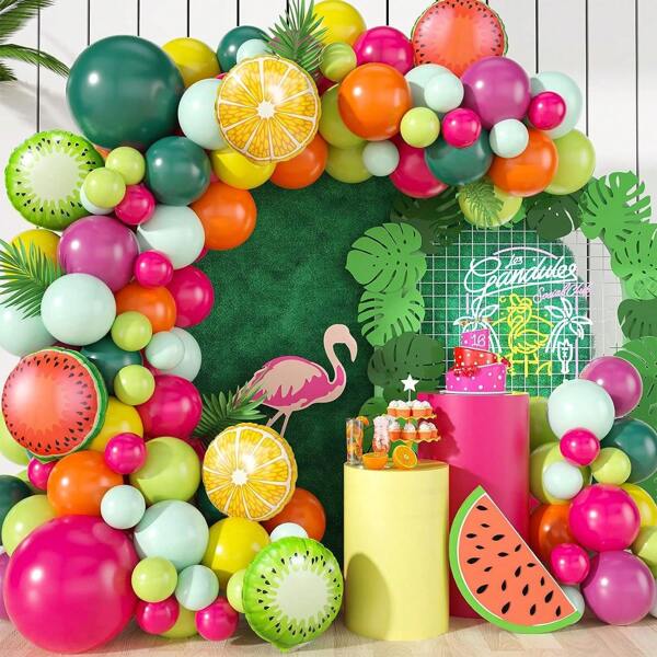 115pc/Set Summer Fruit Themed Aluminum Foil Balloons Watermelon Orange Lemon Birthday Party Beach Party Decoration Set