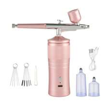 1套0.3毫米噴霧槍，帶有壓縮機的氣筆套件-可充電無線不易阻塞高壓氣刷套件，0.3毫米噴嘴和清潔刷套件，適用於指甲藝術，化妝，畫畫，蛋糕裝飾等 - 彩色 - 查看 12