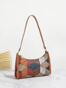 Fashionable PU Embroidery Thread Shoulder Bag For Daily Wear - Brown - View 3