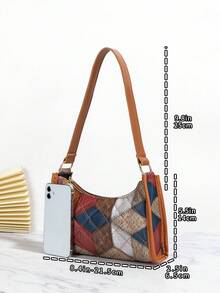 Fashionable PU Embroidery Thread Shoulder Bag For Daily Wear - Brown - View 2