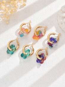 1 对新款波西米亚风格彩色亚克力花朵可拆卸吊坠耳环，设计简约甜美，适合春夏约会和派对，是适合女性情人节、妈妈、母亲、母亲节、礼物的可爱耳饰 - 花朵耳環 - 查看 12