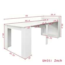 QQD 20"-100" Extendable Dining Table With Storage Sideboard For 6-10 Person, Extra Long Transformer Table, Modern Multifunctional Conference Meeting Table With Extension Leaves Holder