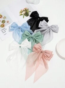 6 Peças Laço de Cabelo Sólido da Moda com Fita Longa, Tamanho Médio, Presilha de Cabelo, Dia dos Namorados, Acessórios de Cabelo, Presilhas de Cabelo, Grampos de Cabelo, Grampos de Cabelo, Material Escolar, Elegante, Faculdade