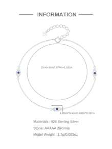 1PC 925 Sterling Silver Evil Eye Anklet 18K Gold Plated Tiny Adjustable Cute Anklets Summer Cubic Zirconia Foot Chain Cute Lucky Evil Eye Foot Jewelry Boho Anklets For Women Holiday - Silver - View 4