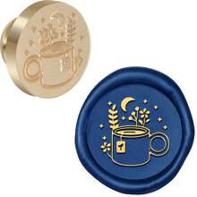 1入組黃銅蠟印章頭,無手柄,復古貓/月亮/蒲公英/大象圖案可更換,適用於婚禮派對邀請信封禮品包裝 - 金色 - 查看 19