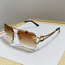 Kính Mát Đầu Hổ Vàng Không Gọng Cho Nam - Chống Chói, Chống Tia UV, Kính Mắt Lái Xe Thời Trang Kính Chống Nắng - kính không gọng da báo - Xem 11