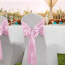 6pcs Satin Table Runners, 30.48 X 274.32cm, Smooth & Glossy Surface, Perfect For Birthday, Wedding, Party, Banquet - Baby Pink - View 6