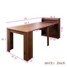 QQD 20"-100" Extendable Dining Table With Storage Sideboard For 6-10 Person, Extra Long Transformer Table, Modern Multifunctional Conference Meeting Table With Extension Leaves Holder