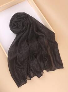 1 Piece Solid Color Shiny Polyester Silver Silk Material Women Large Size Hijab Ladies Scarf Shawl Headband For Abaya Accessories Valentine's Day Valentines Veiled Clothes - Multicolor - View 14