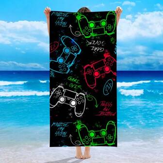 1pc Beach Towel, 75cm*150cm Super Fine Fiber, Printing, Absorbent, Sunscreen, Suitable For Summer Beach Travel Holiday Bathroom Decor Beach Essentials