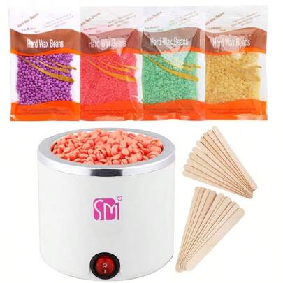 200ml Wax Warmer Heater, Suitable For Hands, Feet & Body SPA Waxing, Includes Wax Pot, Wax Beans And Wooden Sticks