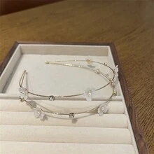 韓國雙層甜櫻花設計薄邊合金髮帶,新品上市,簡約百搭派對髮夾