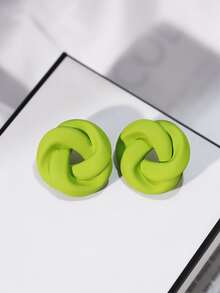 1pair Gold-Color Twisted Statement Earrings With High-End & Niche Design