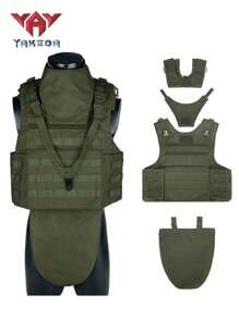 Nuevo Modelo De Yakeda Chaleco Táctico De Entrenamiento Para Exteriores Con Protección Completa Contra El Desgaste Y El Viento Y Transpirable Con Protector De Cuello - Verde militar - Ver 1