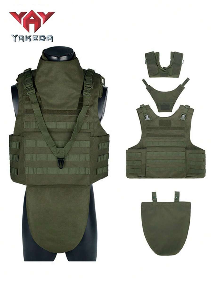 Nuevo Modelo De Yakeda Chaleco Táctico De Entrenamiento Para Exteriores Con Protección Completa Contra El Desgaste Y El Viento Y Transpirable Con Protector De Cuello - Verde militar - Ver 1