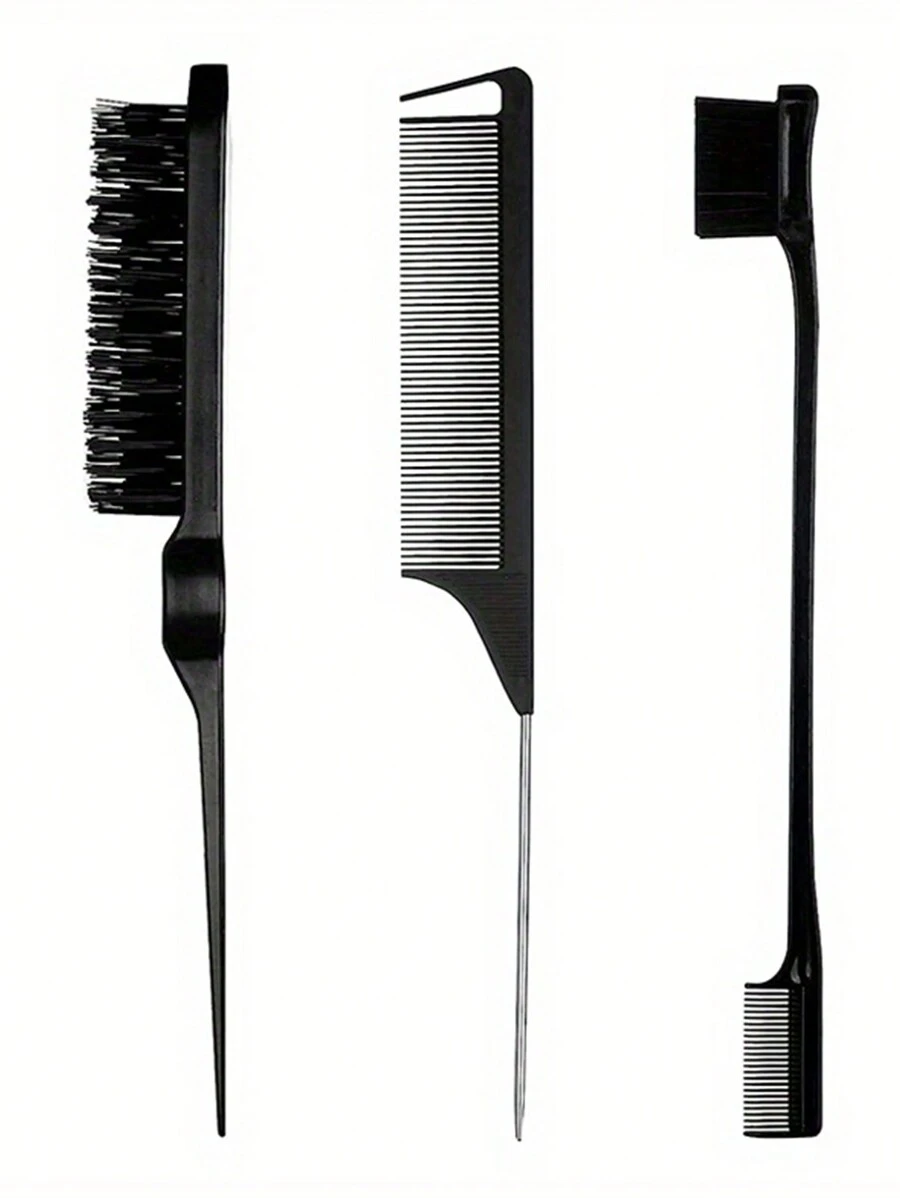 Conjunto De 3 Peines De Peluquería Con Cepillo De Peinado De Cabello, Peine De Cola De Rata Y Cepillo De Bordes Para Peinado De Bordes Y Parte Posterior, Peinado Y Alisado De Cabello Para Mujeres