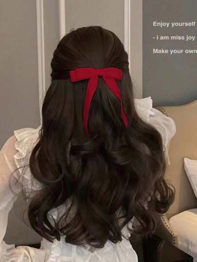 1 件龙心搭配“女孩的浪漫”黑白蝴蝶结发夹，甜美可爱的后脑勺发饰情人节情人节发夹发夹爪夹发夹，学校用品，优雅，学院风