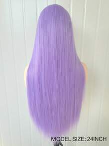 13x4 Inch Synthetic Straight Purple 24 Inch Long Lace Front Wig For Everyday Wear - Purple - View 9